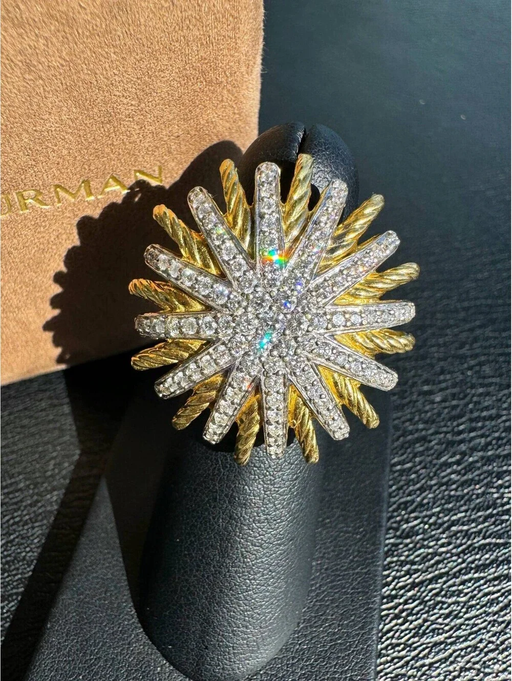 David Yurman Starburst Diamond Pave Cocktail Ring 18k YG